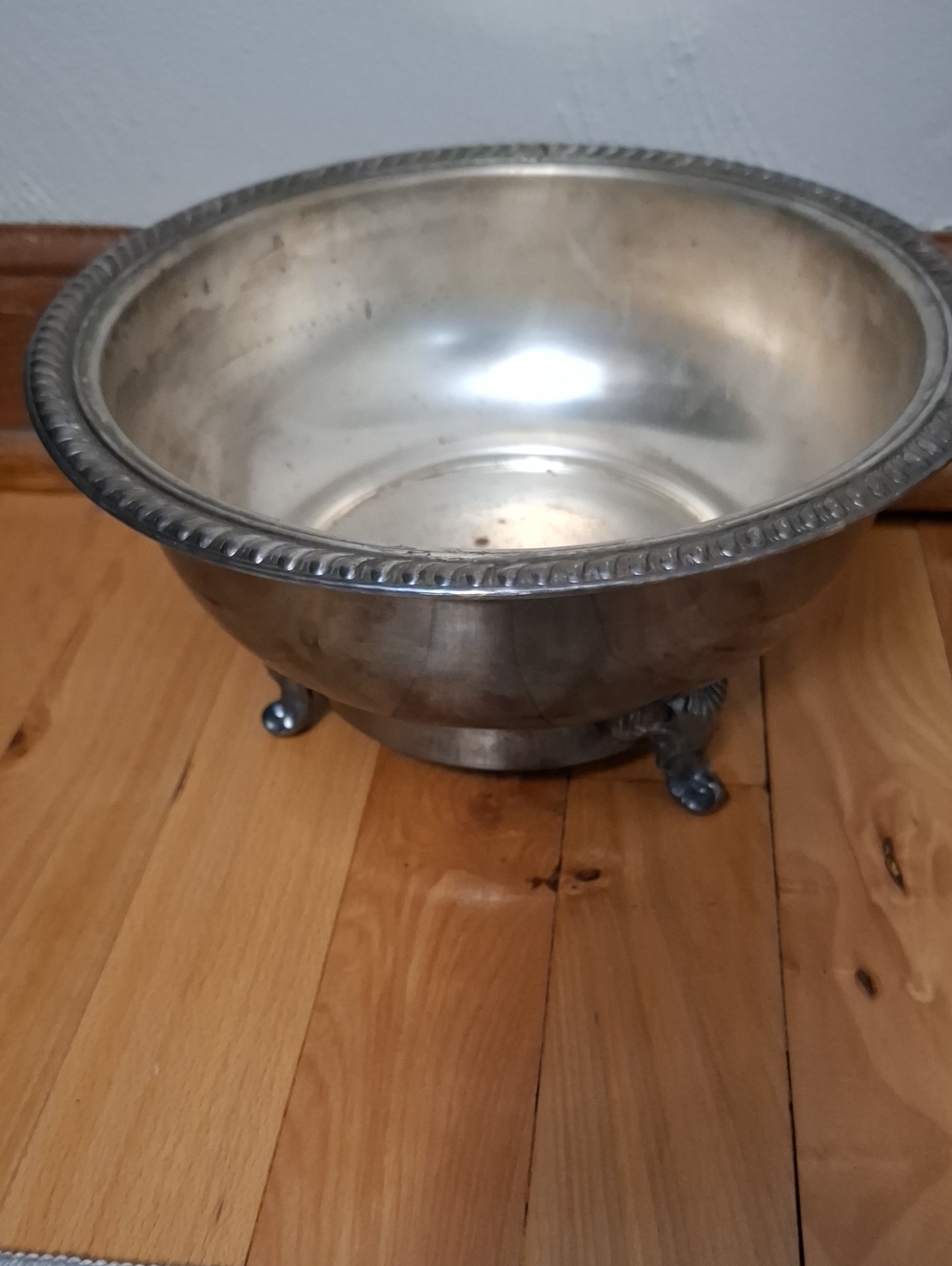 Decorative Silver-Tone Footed Bowl